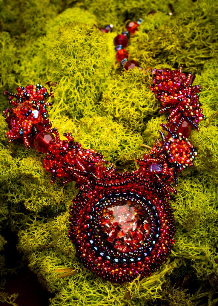Red Sun Burst Garden Necklace