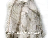 Cotton Nuno Felted Summer Poncho Light Grey Swirls Handmade Fibre Art Nuno Felt Summer Clothing