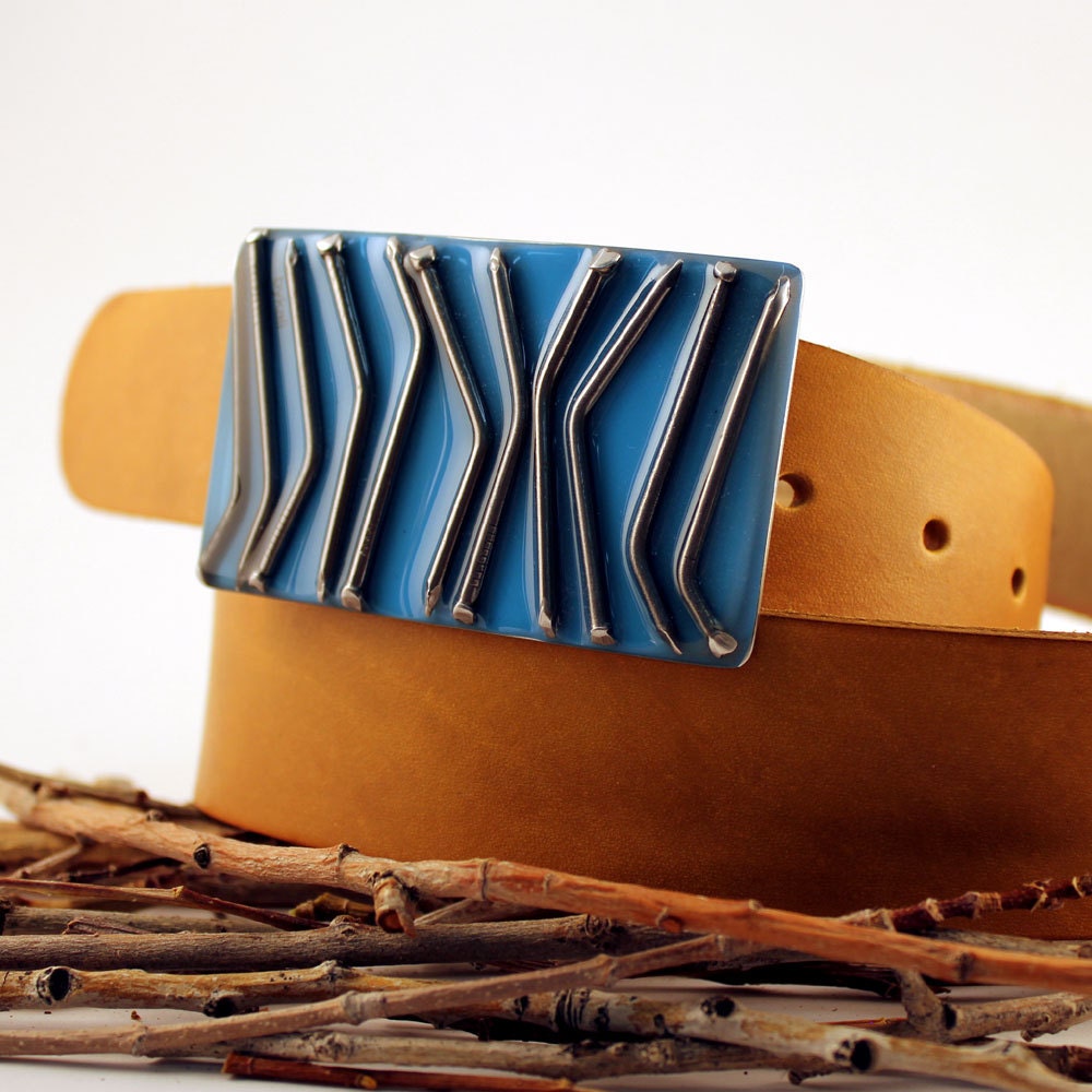 bent nail buckle in bright blue