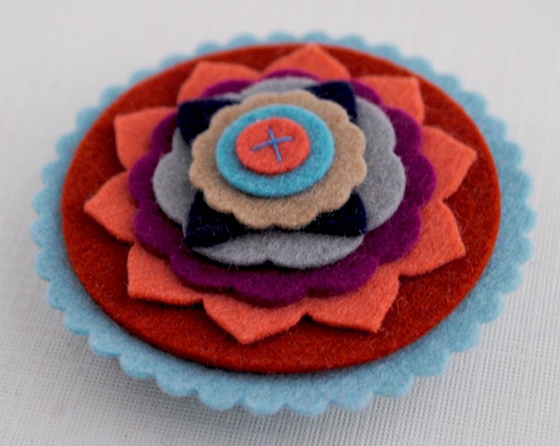 Lovely Wool Felt Flower Brooch