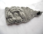 SALE TODAY. Crochet Headband Earwarmer headwrap in silver grey  girls accessories  Handmade 1 to 4 years old
