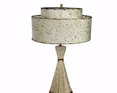 Gold Gilt and White Atomic Mid Century Table Lamp