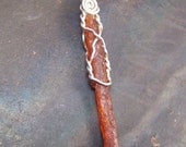 Orange Kyanite Crystal necklace Pendant - Kyanite Pendant - Sterling Silver - wire wrapped - Orange Kyanite - blade