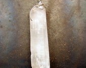 Quartz Crystal Cluster  wire wrap necklace pendant - pink crystal  - frosty - white - Sterling Silver - natural - point - large crystal