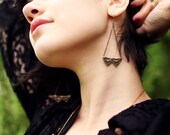 Lace double Pyramid chandelier Earrings in bronze