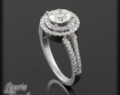 Moissanite and Diamond Split Shank Engagement Ring - LS1206