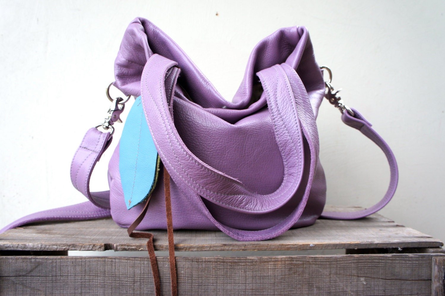 NEW///Agatha Fold Over in Purple Leather with Clip On Adjustable Strap