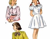 Vintage 40s Girls Blouse and Blouse/Petticoat Combination- Size 12 Breast 30 Simplicity 2531
