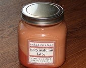 Spicy Autumn Latte 32 oz Soy Wax Candle With Natural Organic Wick