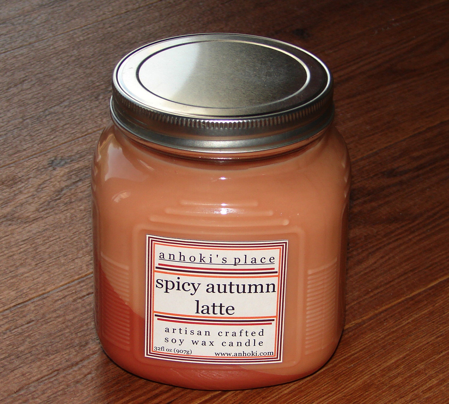 Spicy Autumn Latte 32 oz Soy Wax Candle With Natural Organic Wick