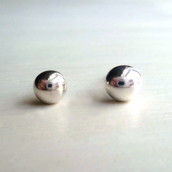 Silver Ball Studs - Sterling Silver - Round - Minimalist - Modern Design - Asymmetrical - Organic - Irregular - Ball Studs - Silver Studs