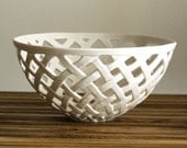 Hand-Carved Porcelain Basket Weave Bowl