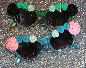 Bouquet of Roses Cat Eye Sparkling Sunglasses Accessory by Cutie Dynamite Sunnies Cute Kawaii Lolita Retro