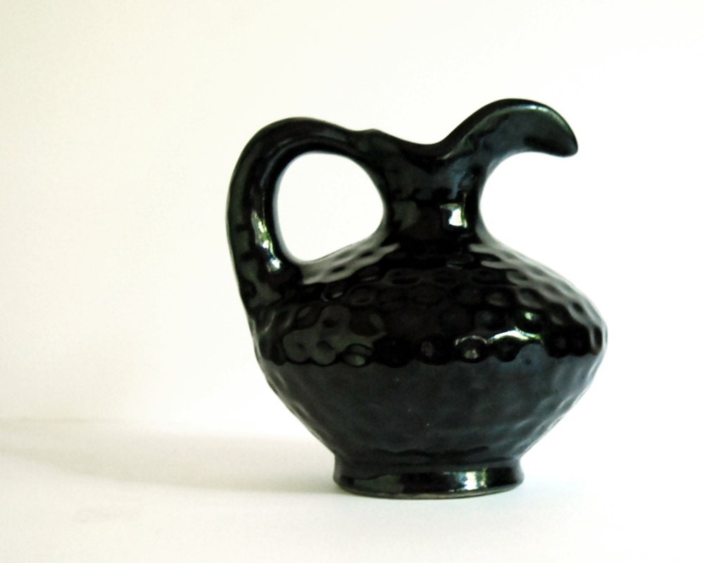 Vintage Pitcher Studio Pottery Black Ceramic Mid Century Modern Geddes China Nook