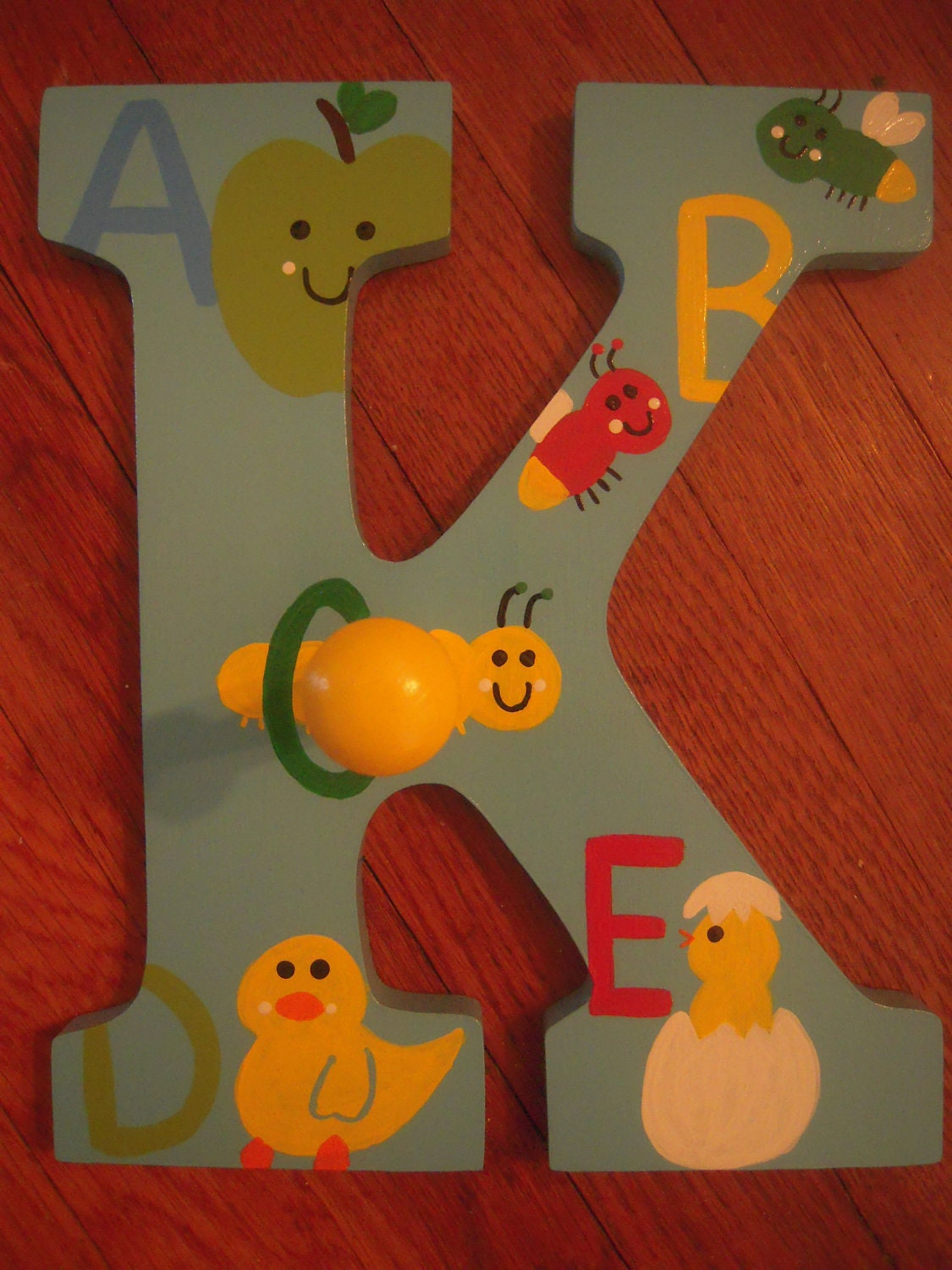 Target Circo ABC bathroom design- Custom hand painted -Decorative wall letter with peg-rack-hook