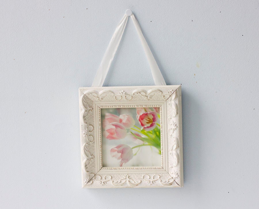 Framed Pink Tulip  Photograph, Floral  Wall Decor, Soft Focus Shabby Chic Fine Art Print
