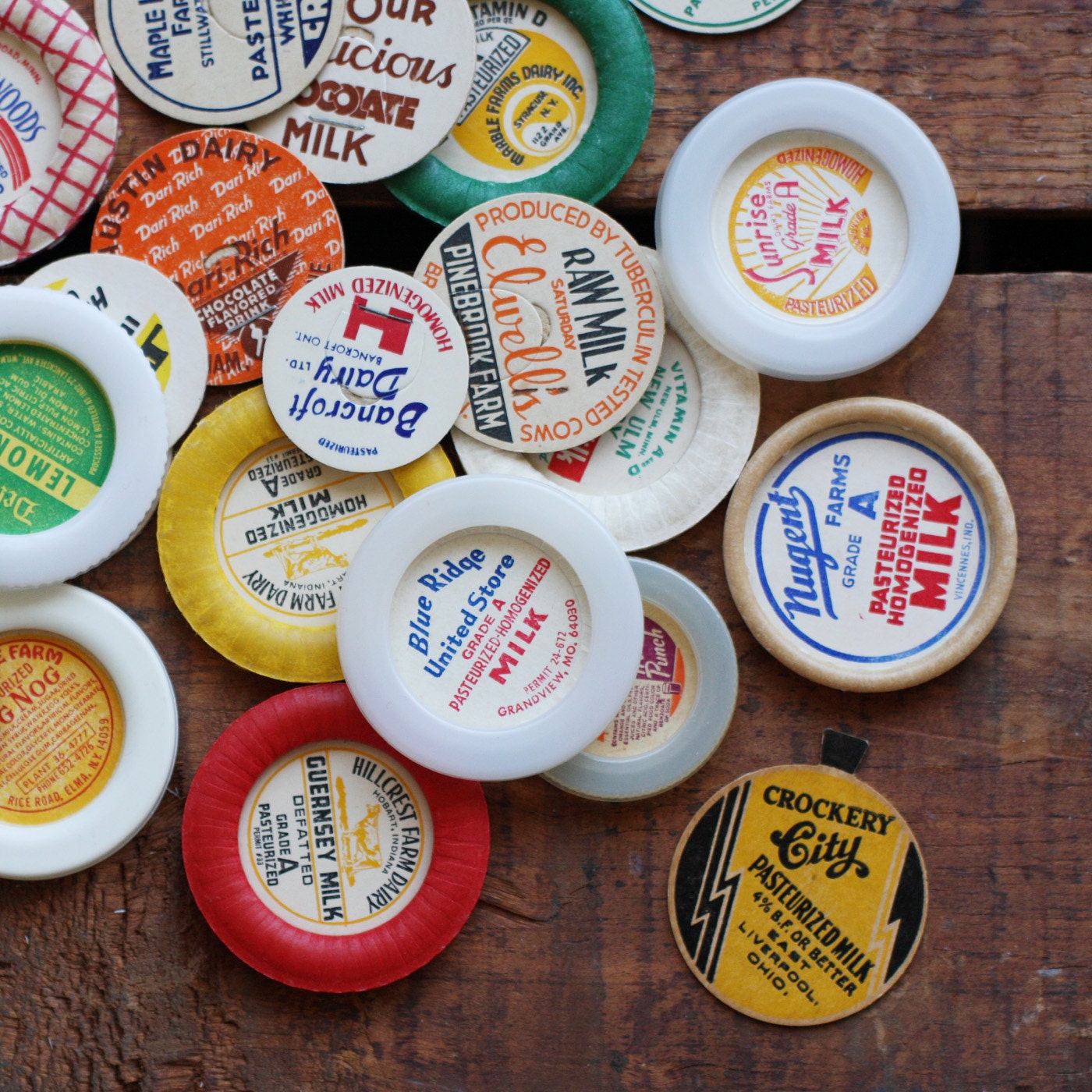 Vintage Milk Caps / Juice Caps - Assorted Set of 20