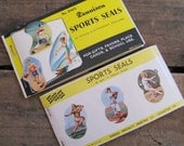 Vintage Sports Gummed Seals (Stickers, Decals) - 2 Books - 72 Seals Total