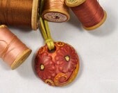 Lovely Polymer Clay Pendant with Pearly Colors of Rose and Gold
