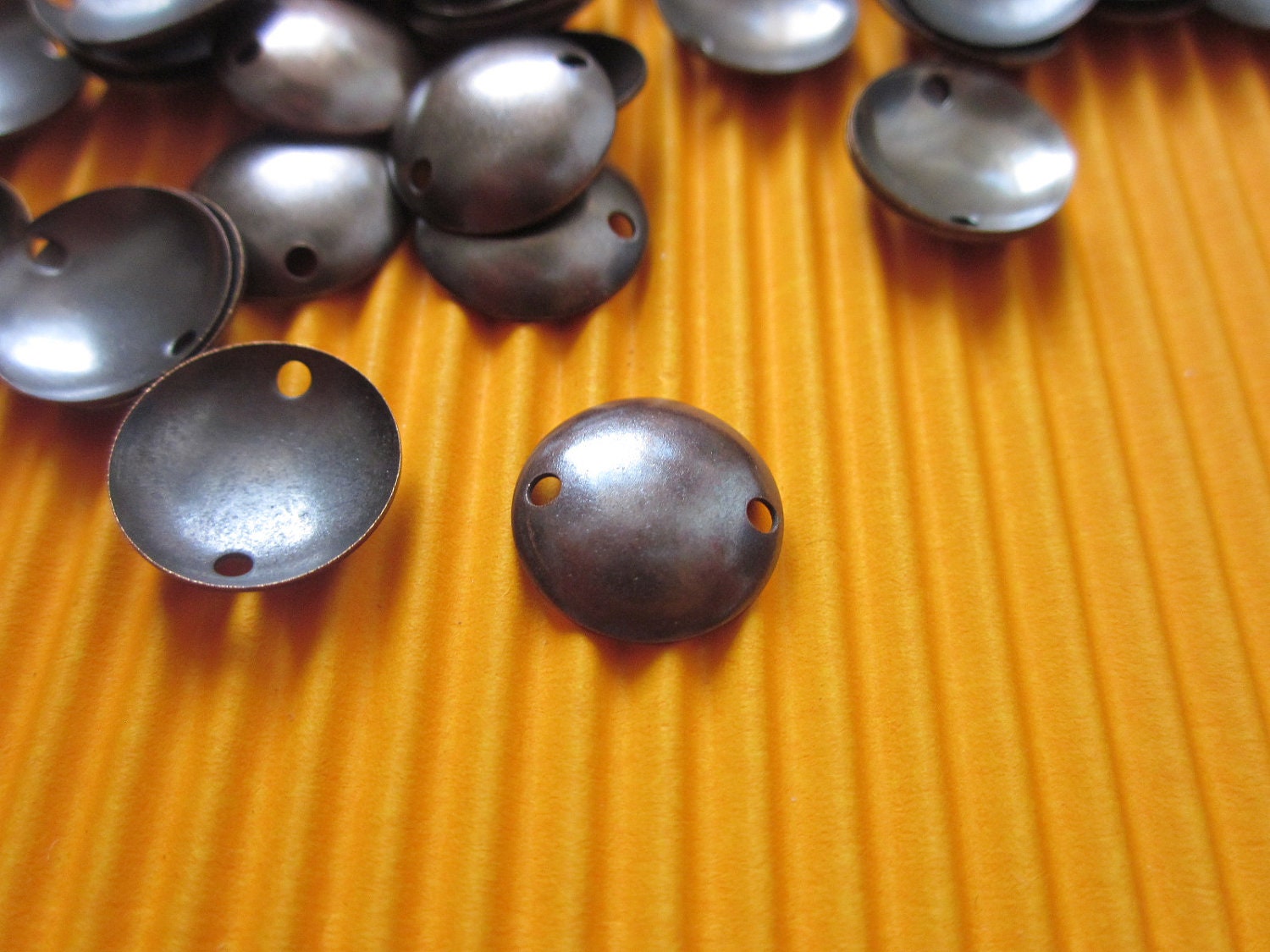 50 pcs. 12mm Circle Dome Connector, Antique Copper Plated BRASS
