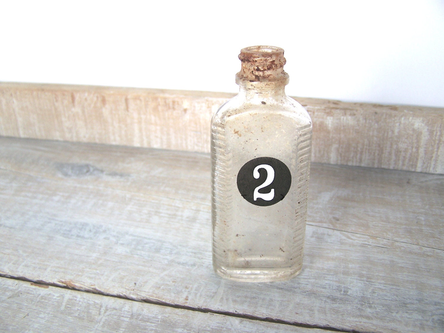 Industrial Number Decor // Mini Apothecary Bottle // Vintage Bottle Decor // Shabby Chic Cottage Home Decor