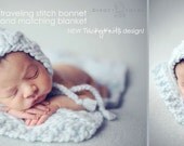 ON SALE Tracy Bonnet Baby Girl Hat or Baby Boy Diagonal Stitch Bonnet Newborn Photography Prop by TrickyKnits original designer