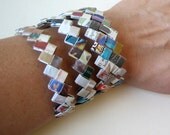 Eco-Chic Bracelet Made With Magazines, Junk Mail & Catalogs -Colorful and Earth Friendly