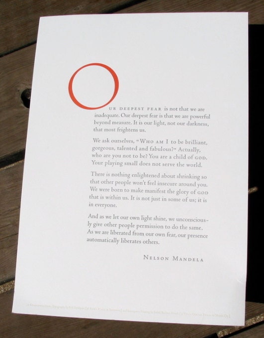 Letterpress Broadside Quote by Nelson Mandela