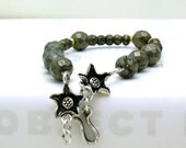 Pyrite Sterling Silver Brass Bracelet / Boho Pyrite Beaded Bracelet / Industrial / Urban / Minimalist / Metallic