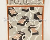 RESERVED - Art Deco - Accountants - Vintage Office Decor - February 1933 Fortune Magazine Cover - Adding Machines - F V Carpenter