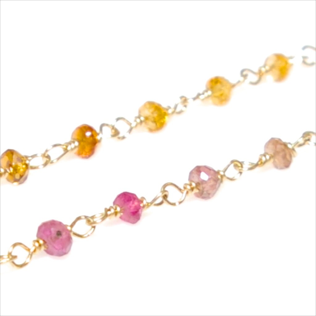Multi Tourmaline and Gold Fill Gemstone Chain (18 Inches)