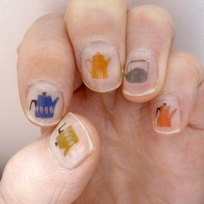 tea pot nail transfers