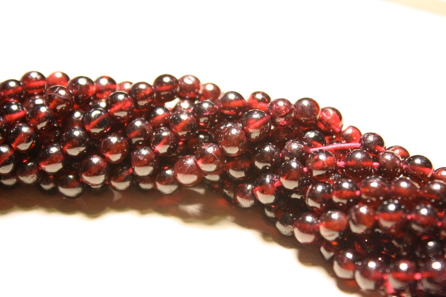 5mm Round Garnet Beads Deep Wine Red 14 inch strand