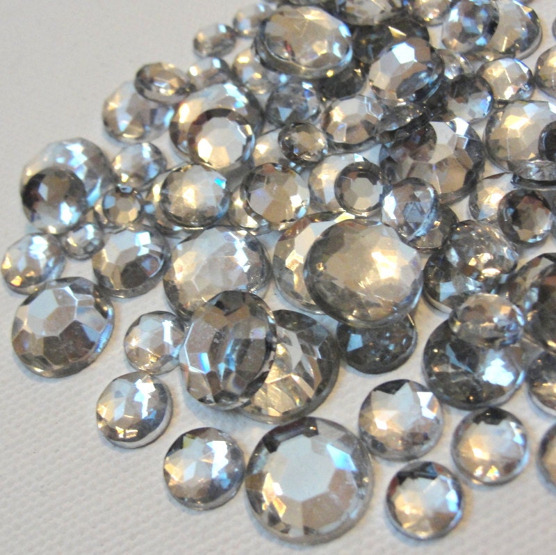 Acrylic Flatback Clear and Silver Round Gems for Crafts
