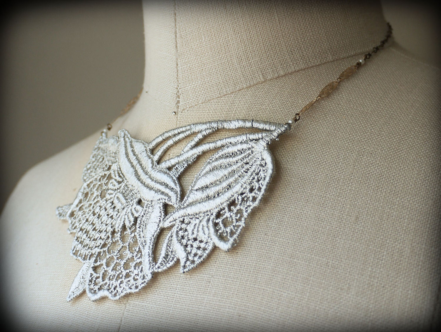 Silver Lilies Lace Necklace