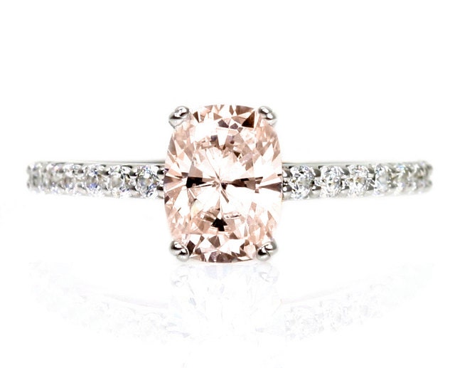 Cushion Morganite Engagement Ring Diamond Morganite Ring 14K White Yellow Rose Gold Bridal Jewelry