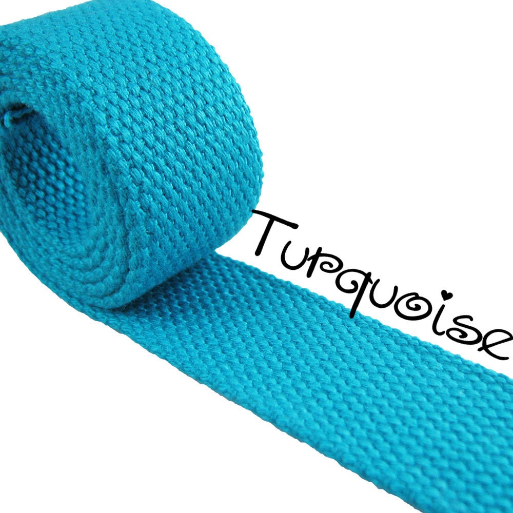 Cotton Webbing - Turquoise - 1.25" Medium Heavy Weight for Key Fobs, Purse Straps, Belting - 10 PERCENT REFUND