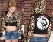 SALE Awesome Bérurier Noir Crop Hoodie With Leopard Print Punk Rock and Girly Spikyjoo