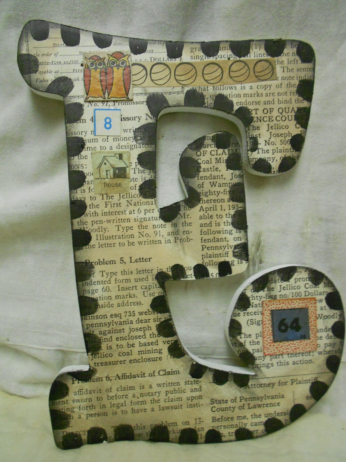 The Letter  E  - FoLk aRT- MIXED MEDIA