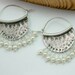 Silver and Pearl Hoops- Sterling Hammered hoops with freshwater pearls -