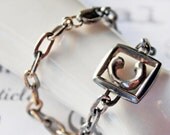 Letter C Monogram Sterling Silver Bracelet Men's length