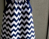 dress - chevron zigzag navy white blue girl baby toddler  0-3 months, 3-6, 6-12, 12-18, 18-24, 2T, 3T 4T 5T nautical 4th of July