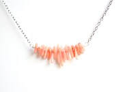 Coral Sticks Minimalist Sterling Necklace - Oxidized Sterling Silver Chain