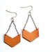 Minimalist Leather Chevron Earrings - Antique Tan - Vintage Oxidized Brass Chain