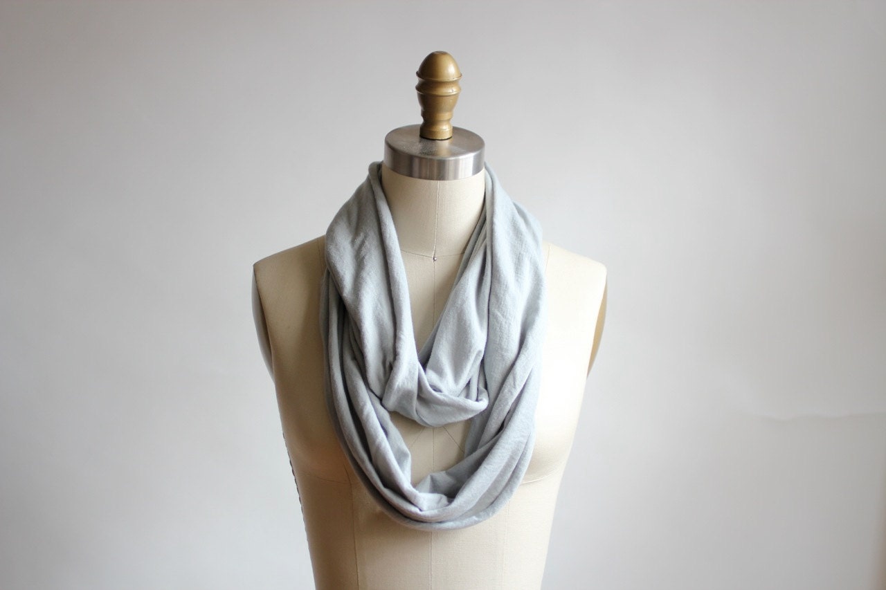 Eco Friendly Hand Dyed Circle Scarf - Organic Bamboo Cotton - Soft Gray