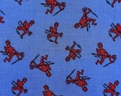 Vintage Little Red Devils & Pitchforks Retro Fabric 1 YARD PLUS