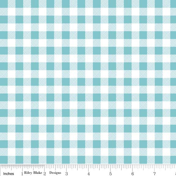 Polka Dot Stitches fabric by Lori Holt for Riley Blake Designs, Polka Dot Gingham in Blue-Fat Quarter