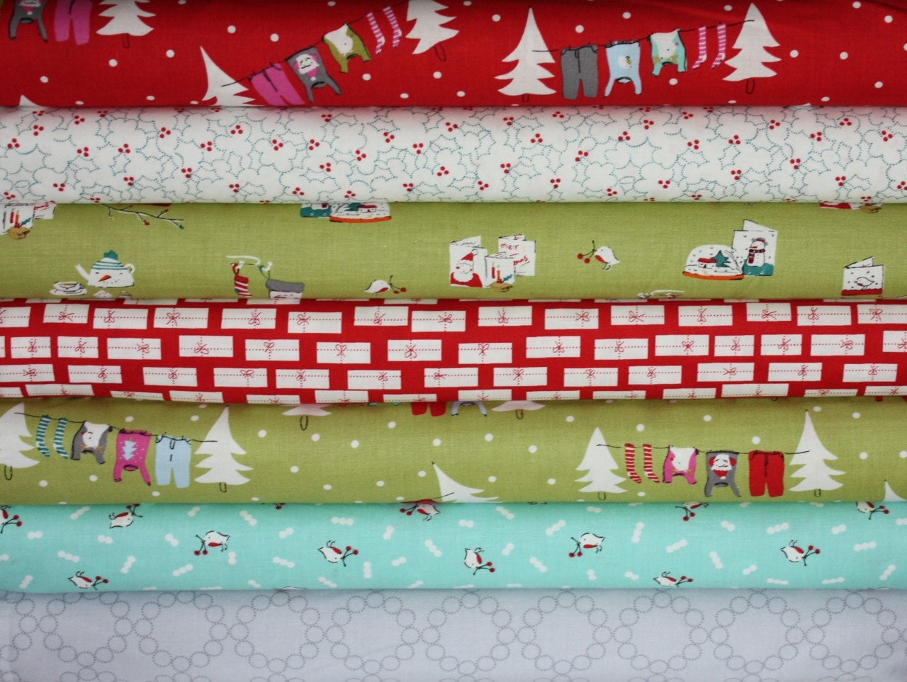 Cherry Christmas Fabric by Aneela Hoey for Moda Fabrics-  Yard Bundle, 7 total