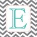 Monogram Letter Art - Turquoise and Coral - 8x10 Art Print