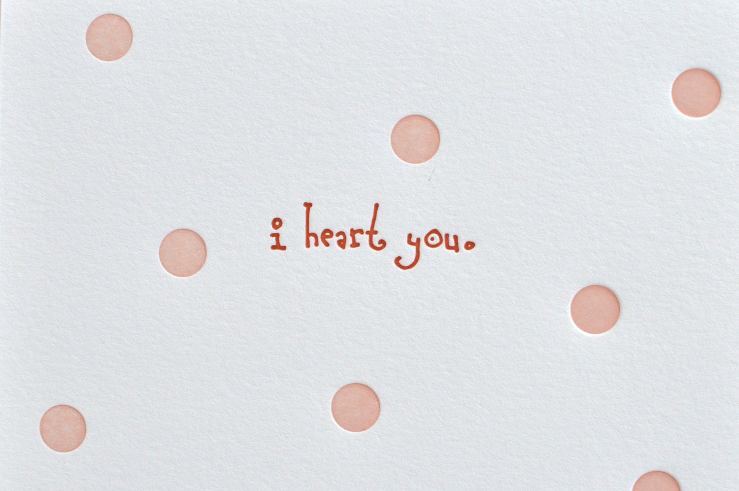 I heart you. Polka-Dot Letterpress Card and Envelope